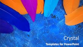  Presentation with carnival - Slides enhanced with colored-feathers-on-white-background background and a cobalt blue colored foreground