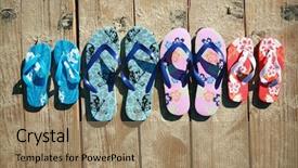  Presentation with ocean - Slides with colored flip-flops background and a coral colored foreground