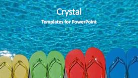  Presentation with flipflops - Amazing slide deck having colored flipflops of a family of four by the swimming pool backdrop and a teal colored foreground