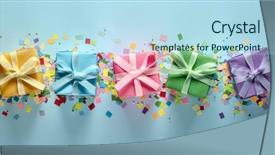  Presentation with confetti - Presentation theme enhanced with colored gift boxes and confetti background and a light blue colored foreground