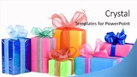  Presentation with pink green - PPT theme consisting of colored gift boxes isolated background and a sky blue colored foreground