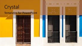  Presentation with puerto rico - Colorful slide set enhanced with colored houses in puerto rico backdrop and a  colored foreground