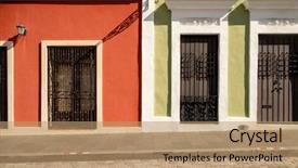  Presentation with puerto rico - Presentation theme enhanced with colored houses in puerto rico background and a  colored foreground