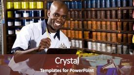  Presentation with colored - Colorful slide deck enhanced with colored inks in print shop backdrop and a tawny brown colored foreground