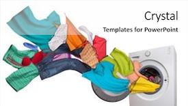  Presentation with clothes washing machine - Slide deck featuring colored laundry flying from washing background and a white colored foreground