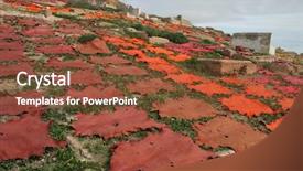  Presentation with leather and glitter - Presentation theme having colored leather lies on hill background and a  colored foreground