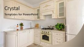  Presentation with kitchen design - Beautiful theme featuring colored luxury kitchen clean design backdrop and a soft green colored foreground