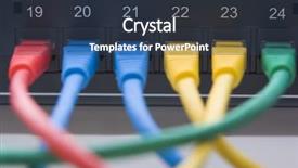  Presentation with cables - Audience pleasing slides consisting of colored network - computer cables connected backdrop and a ocean colored foreground