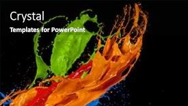  Presentation with splash - Audience pleasing presentation theme consisting of colored paint splash isolated on black background backdrop and a black colored foreground