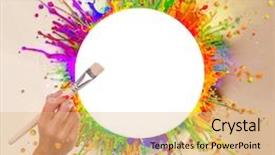  Presentation with paint splatter - Cool new slide deck with colored paint splashes in round backdrop and a coral colored foreground