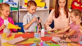  Presentation with paper making - Cool new PPT theme with colored paper in primary school backdrop and a  colored foreground