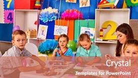  Presentation with paper making - Amazing PPT theme having colored paper in primary school backdrop and a  colored foreground