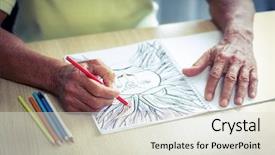  Presentation with colored - Slide deck featuring colored pencil in drawing book background and a  colored foreground