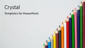  Presentation with colored pencils - Presentation theme having colored pencils arranged in diagonal background and a  colored foreground