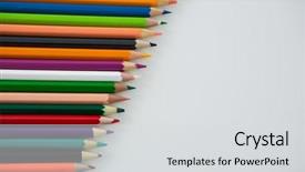  Presentation with colored pencils - Theme with colored pencils arranged in diagonal background and a  colored foreground