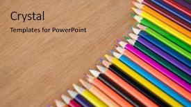  Presentation with colored pencils - Theme with colored pencils arranged in diagonal background and a coral colored foreground