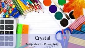  Presentation with colored pencils - Theme featuring colored pencils back to school background and a light blue colored foreground