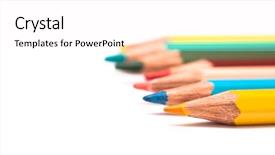  Presentation with colored pencils - Theme having colored pencils isolated on white background and a pink colored foreground