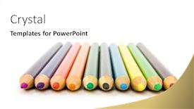  Presentation with colored pencils - Audience pleasing slides consisting of colored pencils isolated on white background backdrop and a white colored foreground