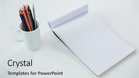  Presentation with colored shining - Slide deck featuring colored pencils kept in mug background and a light gray colored foreground