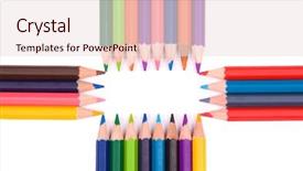  Presentation with colored pencils - Slide deck with painted outline frames set - colored pencils on a white background and a lemonade colored foreground