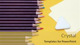  Presentation with colored pencils - Audience pleasing theme consisting of colored-pencils-on-paper-cardboard backdrop and a yellow colored foreground