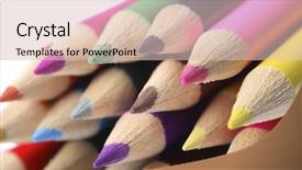  Presentation with colored pencils - PPT theme featuring colored pencils on white background and a lemonade colored foreground