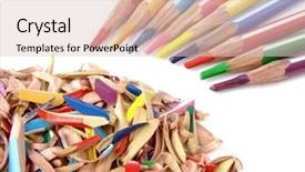  Presentation with colored pencils - Presentation theme having colored pencils with its shavings background and a lemonade colored foreground