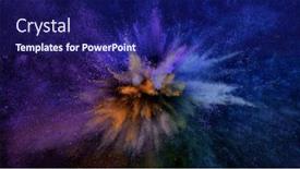  Presentation with abstract dust explosion - PPT layouts with colored-powder-explosion-abstract-closeup background and a navy blue colored foreground