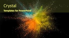  Presentation with explosion - Presentation theme featuring colored-powder-explosion-on-black background and a tawny brown colored foreground