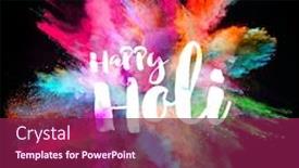  Presentation with holi - Presentation theme having colored-powder-explosion-on-black background and a violet colored foreground