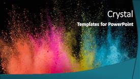 Presentation with explosion - PPT layouts having colored-powder-explosion-on-black background and a black colored foreground