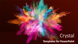  Presentation with freeze - Slide deck with colored-powder-explosion-on-gradient background and a wine colored foreground