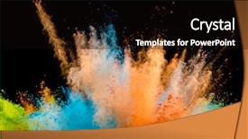  Presentation with black abstract - Presentation theme enhanced with colored powder isolated on black background and a black colored foreground