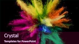  Presentation with explosion - Beautiful PPT theme featuring colored powder isolated on black backdrop and a wine colored foreground