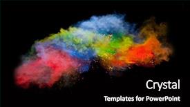  Presentation with explosion of colored powder - Cool new presentation theme with colored powder isolated on black backdrop and a black colored foreground