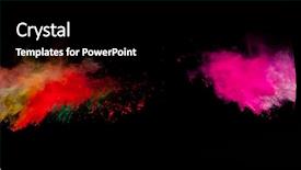  Presentation with powder - Presentation consisting of colored powder isolated on black background and a black colored foreground