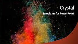  Presentation with explosion of colored powder - PPT theme consisting of colored powder isolated on black background and a black colored foreground
