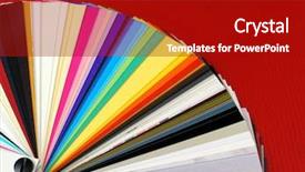  Presentation with business cards - Audience pleasing presentation theme consisting of colored samples of different papers backdrop and a crimson colored foreground
