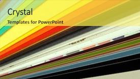  Presentation with business cards - Colorful slide set enhanced with colored samples of different papers backdrop and a yellow colored foreground