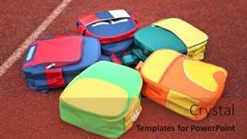  Presentation with back school education - Presentation theme consisting of colored-school-backpack-education background and a tawny brown colored foreground