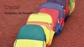  Presentation with back school education - Theme consisting of colored-school-backpack-education background and a tawny brown colored foreground