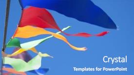  Presentation with waving flag black - Theme with colored small triangular waving flags background and a teal colored foreground