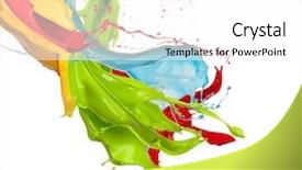  Presentation with abstract teal color - Beautiful presentation theme featuring colored splashes in abstract shape backdrop and a white colored foreground