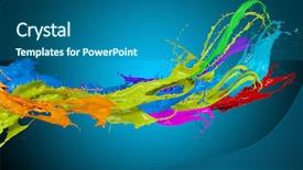  Presentation with stripe - Beautiful presentation theme featuring colored splashes in stripe shape backdrop and a ocean colored foreground