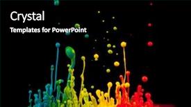  Presentation with splash - Amazing PPT theme having colored splashes isolated on black backdrop and a black colored foreground