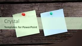  Presentation with sticky notes - Theme enhanced with colored-sticky-notes-with-copyspace background and a soft green colored foreground