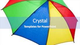  Presentation with umbrella - Audience pleasing slide set consisting of colored striped umbrella isolated backdrop and a teal colored foreground