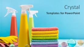  Presentation with rubber gloves - Presentation design consisting of colored-supplies-for-cleaning background and a arctic colored foreground