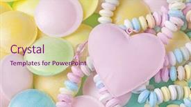  Presentation with pastel pink - Presentation enhanced with colored sweets and pink heart background and a lemonade colored foreground